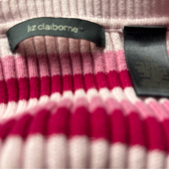 Liz Claiborne Knitted Pink Stripe Sweater - Picture 3 of 3